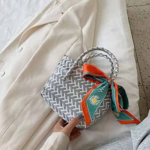 'Sonnet' Woven Ribbon Handbag - Celes Fashion